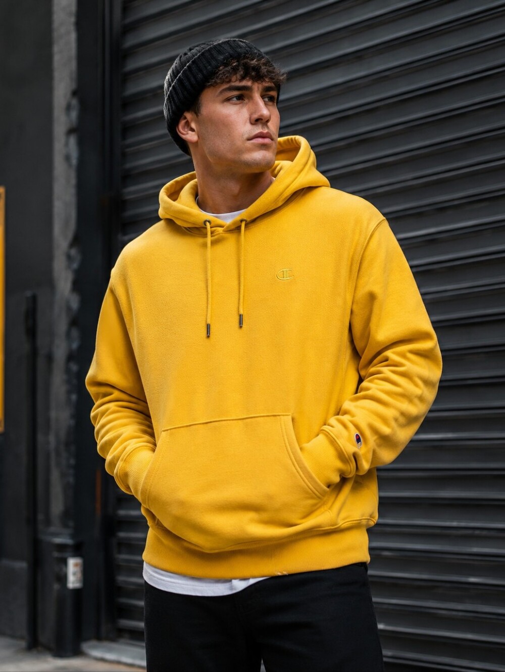 Champion Reverse Weave Mustard Gold Hoodie Men's Size Large